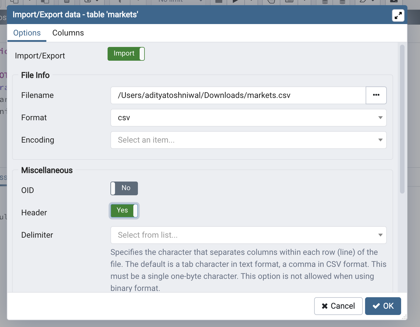 Failed exit code. Import CSV class formatdata3:. Import file CSV to Swagger Editor.